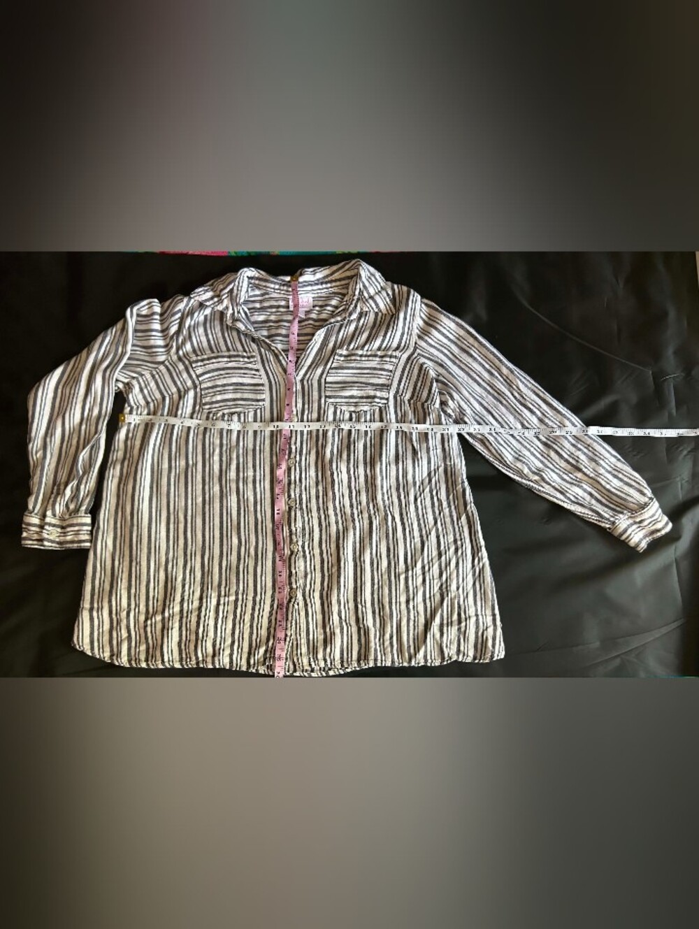 Ingrid & Isabel Maternity Black and White Striped Button-Down Top